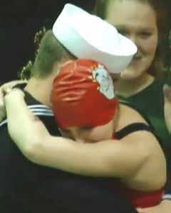 2.5M views · 185 reactions | She wished to see her Navy brother for her birthday. She swam her heart out when it came true. | Mansfield News Journal | Facebook