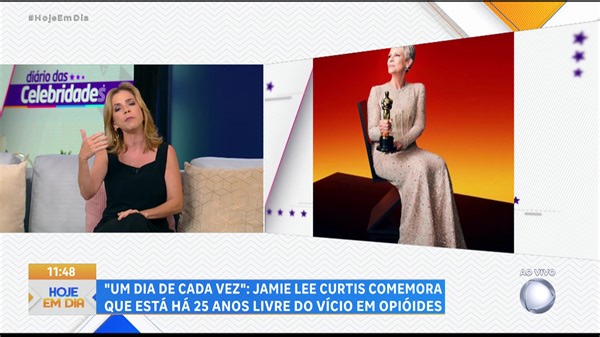 24 reactions | A estrela de Hollywood, Jamie Lee Curtis, comemora o 25° ano livre do vício em analgésicos opióides. Ela começou a usar o medicamento no começo dos anos 90, após uma cirurgia nos olhos. Em 1998 foi internada e curada do problema  #HojeEmDia | Programa Hoje em Dia | Facebook