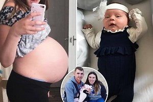 First time mum gives birth to 10lb 10oz baby without any pain relief drugs - despite going into labour two weeks EARLY