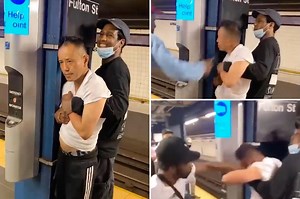Video shows men holding down, beating Asian man in NYC subway station