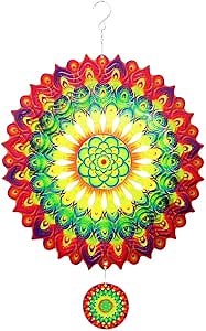 3D Metal Wind Spinner-Hanging Peacock Wind Spinner Gifts for Women Mom Grandma Wife,12in Spinfinity Designs Wind Spinners for Outdoor & Indoor Decorations