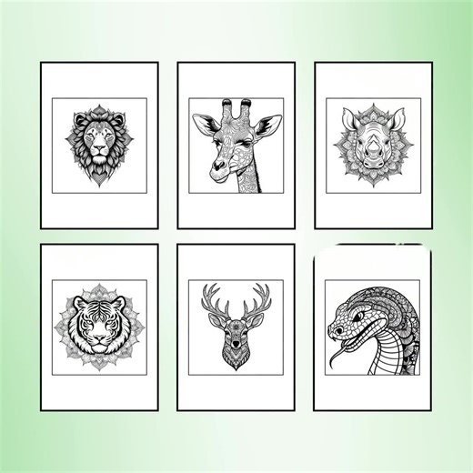 Mandala Animals Coloring Pages | Animal Coloring | Mandala Coloring | Mindfulness Coloring | Instant Download | - Etsy