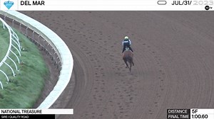 Work of the Day from Del Mar Racing - National Treasure worked 5 Furlongs in 1:00.60 on July 31st, 2023, for trainer Bob Baffert. National Treasure is expected to make his next start in the Travers Stakes on August 26th. 1/ST BET | XBTV
