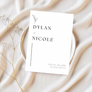 Elegant Minimalist Wedding Program Template: Simple Folded Ceremony (Digital Download)