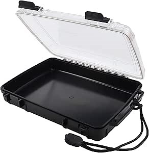 Hlotmeky Waterproof Dry Box Case Watertight Storage Containers for Kayaking & Boating Floating Fishing Tackle Tray Boxes (Black)