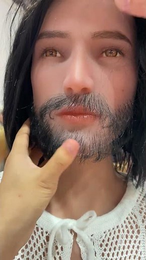Male Lifelike Doll | Realistic Silicone Head with Implanted Hair & Beards