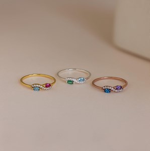 Infinity Duo Birthstone Ring • Custom Marquise Birthstone Ring • Dainty Promise Ring • Personalized Gemstone Jewelry • Gift for Her • RM141 - Etsy