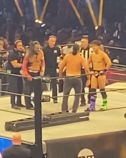 Jeff Hardy & Matt Hardy flips Sammy Guevara off at the #AEWRampage tapings after the incident Video credit to daze082 on TikTok | Pro Wrestling World