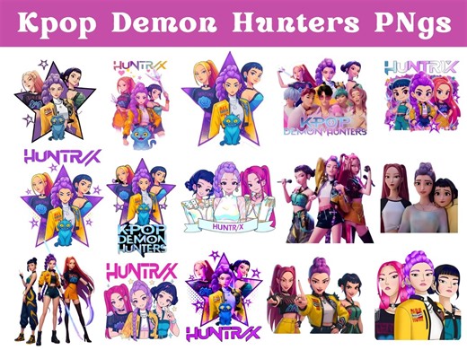 Huntrix Kpop Demon Hunters Png Bundle, Kpop Idol Group Png Design, Girl Dinner Png, Saja Boys Girls Bands Png, Huntrix Fans, Sublimation - Etsy