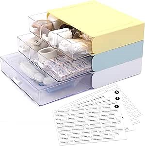 3-Tier Stackable Storage Drawers for Medication Organizer, Durable Plastic Medicine Cabinet Organizer for First Aid Supplies and Health Essentials, Cabinet, Vanity or Desktop Organizer