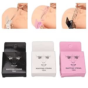 3pcs 32.8ft Microblading String Measure 15ml Pre inked Eyebrow Mapping String Black White Pink Mapping String Measure Eyebrow Microblading Eyebrow