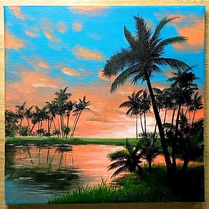 19K views · 943 reactions | Sunset Tropical Beach Acrylic Painting #art #artist #artwork #acrylic #painting #eldrawingarts #paintingartwork #acrylicpainting #sunsetpainting | El Drawing Arts | Facebook