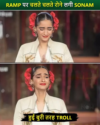 25K views · 92 reactions | Sonam Kapoor was seen crying while walking on the ramp. The actor also greeted the audience with folded hands. But on social media the actress was seen getting trolled. #SonamKapoor #Trolled #BreaksDown #RohitBal | Bollywood Now | Facebook