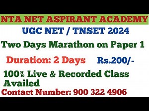 UGC NET JUNE 2024 | TNSET | UGC NET Online Coaching Class for Paper 1 and Computer Science | Tamil