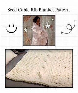 Seed Cable Rib Chunky Knit Blanket Pattern - Etsy Canada