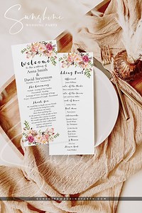 Wedding Program Ceremony Program Wedding Program Template Printable Wedding Programs Floral Wedding Program Instant Download Editable F4 - Etsy
