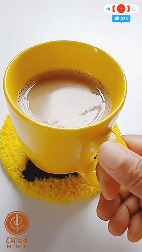 Coffee with punch needle emoji coaster. #punchneedle #handmade #viralvideochallenge | মোহর-Mohor