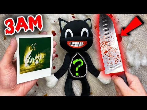 (SCARY) CUTTING OPEN HAUNTED CARTOON CAT DOLL AT 3AM!! *WHAT'S INSIDE HAUNTED DOLL*