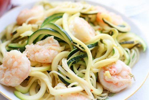 Turn healthy zucchini noodles into a luxurious meal with shrimp scampi