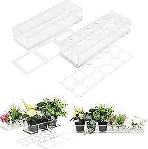 Clear Acrylic Rectangle Vase Ideal for Fresh Flowers, Centerpieces, and Decor 12 Holes, 3 Holes (2 Group for Each)