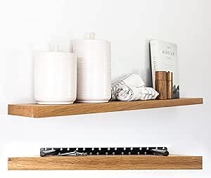 UltraShelf Solid Wood Floating Shelf for Wall Decor, White Oak, 42'' width, 6'' depth