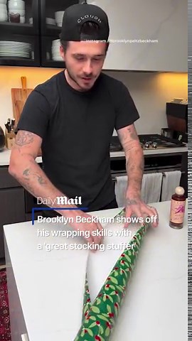 Brooklyn Beckham shows off his wrapping skills with 'stocking stuffer'