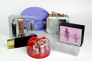 [Hot Item] Cosmetics Blister Tray Packaging Box Plastic Lining Custom PVC Flocking Blister Inner Bracket Tray