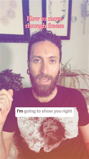 Here is a 1 minute practice that I use to move through freeze. Try it and tell me what happens when you do. Please note that moving through freeze can often mean FEELING things that were previously numbed out. So pain, overwhelm, anger, and other unpleasant sensations or emotions can emerge. This is a sign that it's working. Also, pleasure and calm and relief can emerge. We're not looking for something good - we're just looking for any sensation that was previously frozen and numbed out. Once it