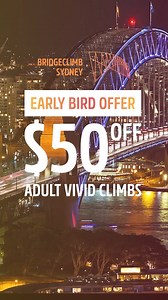 Have you heard about our Vivid Sydney Climb early bird offer? Book before 31 March to score $50 off Adult tickets! See Sydney ✨sparkle✨ from the Summit of the iconic Harbour Bridge! Head to our website for all the details and to book now! #BridgeClimb #VividSydney | BridgeClimb Sydney
