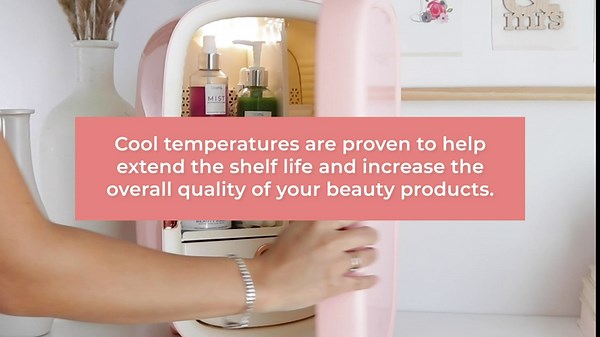 Teami Pink Mini Fridge 12L for Skincare - Increase Effectiveness By Cooling - Mini Refrigerator for Bedroom or Bathroom Extends Shelf Life of Cosmetic Beauty & Skin Care Products