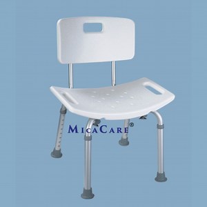 Height-Adjustable Demountable Bath Bench with Back Support and Aluminium Frame