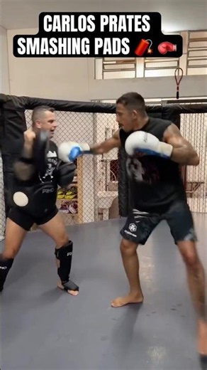 UFC welterweight contender Carlos Prates blasting the pads as he returns back to training 😳⚡️