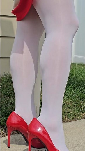 Opaque pantyhose and high heels