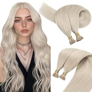 Sunny Hair I Tip Hair Extensions Human Hair Platinum Blonde Itip Human Hair Extensions 14inch I Tip Extensions for Women 50g