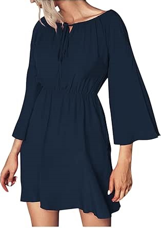 Amazon.com: Vestidos para mujer, minivestido de manga larga en forma de A, mini vestidos ajustados y lindos sexy para mujer, Azul Marino, L : Ropa, Zapatos y Joyería