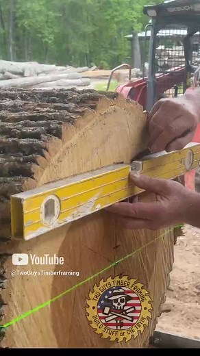 Use a Laser to Line up your Logs before Cutting #laser #laserline #sawmill #Log #woodlandmills #sawmilllife #bandsawmill #sawmilling | Two Guys Timber Framing
