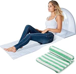 Meooeck Inflatable Beach Chair Portable Beach Chair Inflatable Beach Pillow Inflatable Beach Lounger Inflatable Tanning Chair Beach Chair with Beach Towel for Swimming Hiking Travel (2 Pcs)