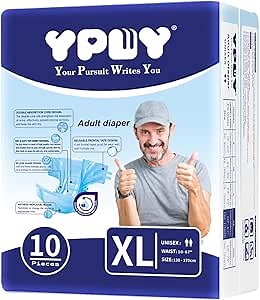 Adult Diapers with Maximum Absorbency, Disposable Incontinence Briefs with Tabs for Men and Women, Odor Control, X-Large, 50 to 67", 10 Count