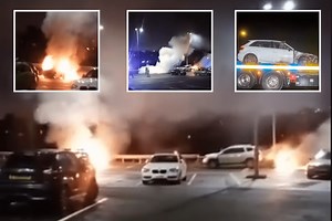 Inmate cheers as two cars FIREBOMBED outside Glasgow's Barlinnie prison