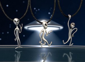 Pewter Alien Pendant Necklace: Groovy UFO Jewelry - Etsy
