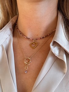 Round Geometric Necklace With Gemstone Pendant Gold Coated - Etsy