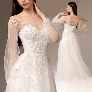 Robe de mariée brodée rose poudré - Etsy France