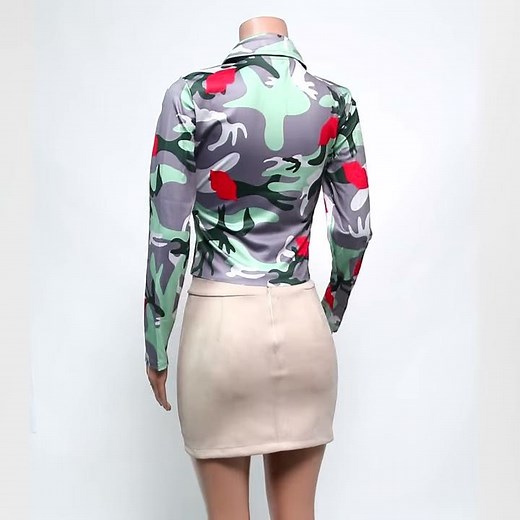 new color hot item fashion lips embellished with camouflage element shirt collar jacket Wholesale