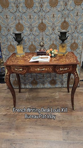 French Writing Desk Louis XVI Bureau Plat Inlay #bureauplat #Canonburyantiques #frenchdesk #interiors #frenchantiques #louisxvi #frenchinteriors #desks #homeoffice #wfh #marquetry | Canonbury Antiques | Facebook