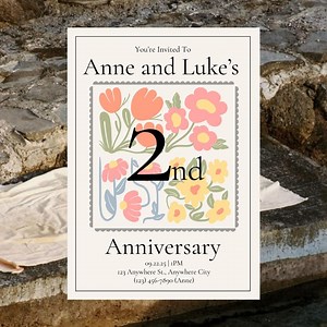 Retro Flower Postage Stamp Themed Anniversary Celebration Invitation - Etsy Canada