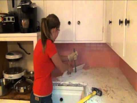 Stephanie's step by step Kitchen remodel - Step 1 Demo of old tile countertops