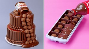 Chocolate drip cake with truffle mold dessert