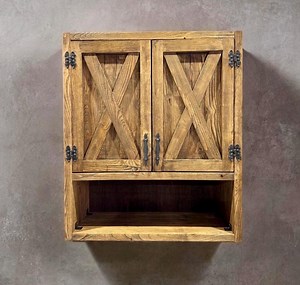 Rustic Bathroom Wall Cabinet: Farmhouse Storage Shelves, Reclaimed Wood Organizer - Etsy UK