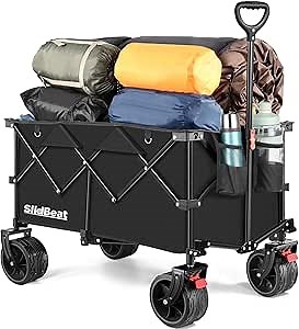 SLIDBEAT Garden Cart Heavy Duty Wagon with Brake Wheels 170L Capacity Camping Cart for Outdoor and Beach 170L 34 * 25 * 21in