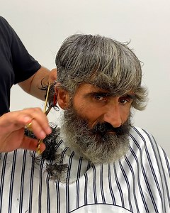 2.6M views · 31K reactions | Homeless man gets a free haircut and a new smile沈 | Rush Brush | Facebook